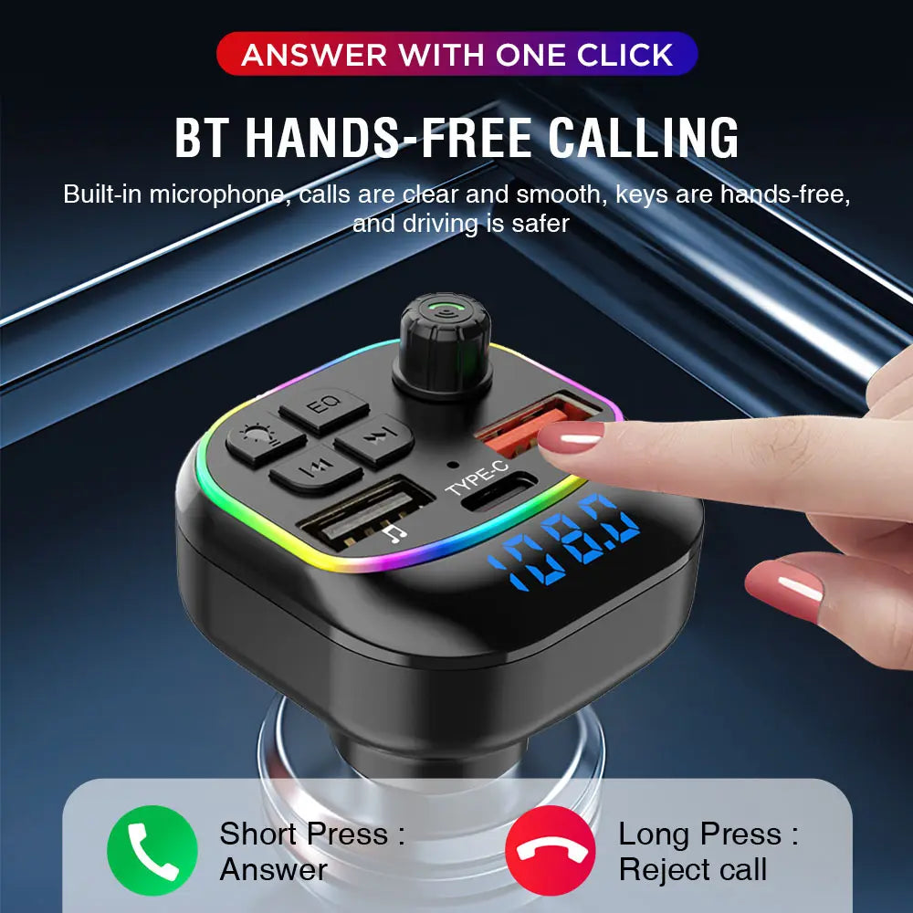 Portable Wireless Audio & FM Transmission/Car MP3 Player/Charger BT5.3